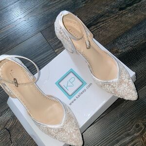 Women's White Lace Heels